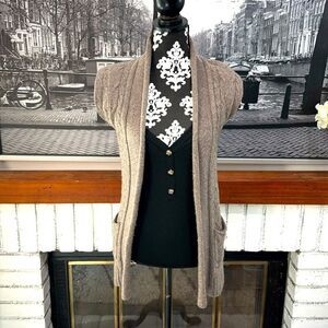Banana Republic Women Cardigan Sweater Wool Cashmere Small Brown Sleeveless Vest